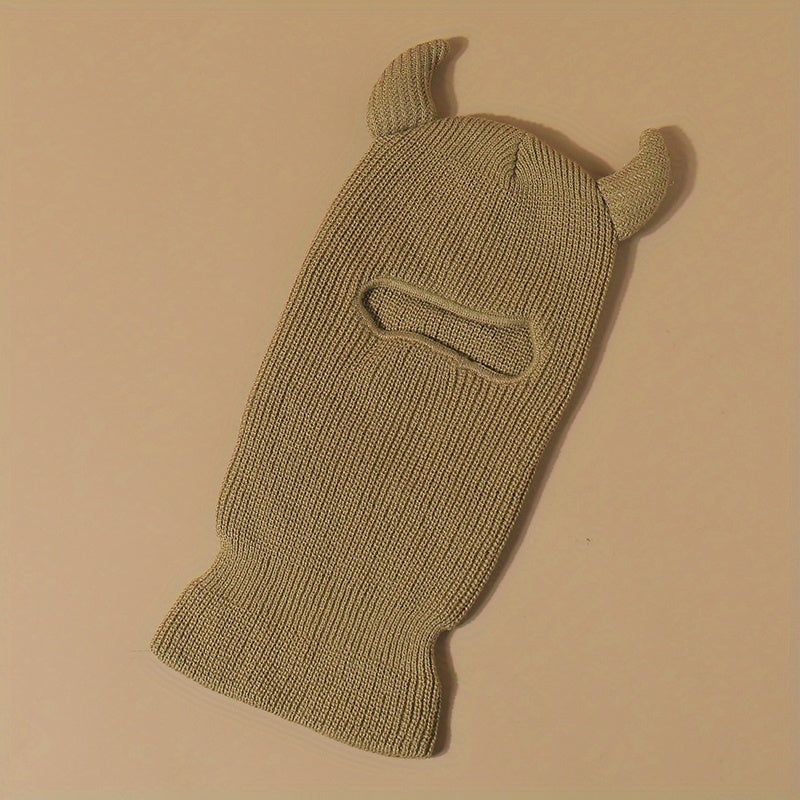 Monster Ears Ski Mask Balaclava Solid Beanie Y2K Knit Hat