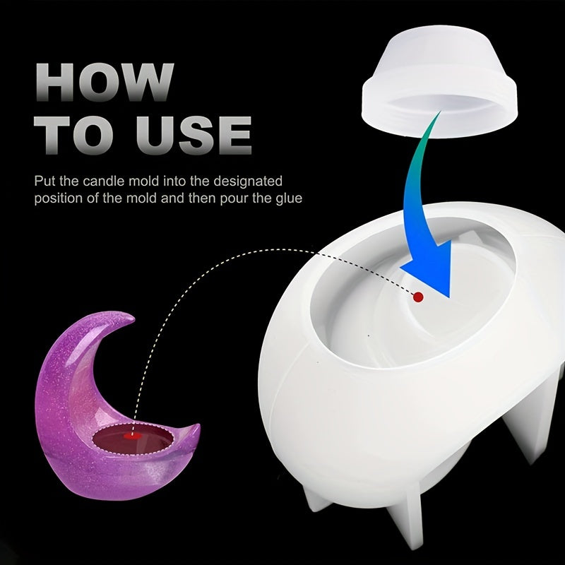 Moon Shape Candle Holder Resin Molds for DIY Candle Ornament Making