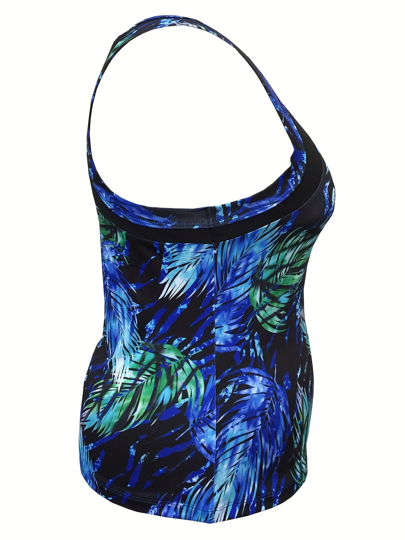 Women's Plus Tropical Print Round Neck Tank Top
