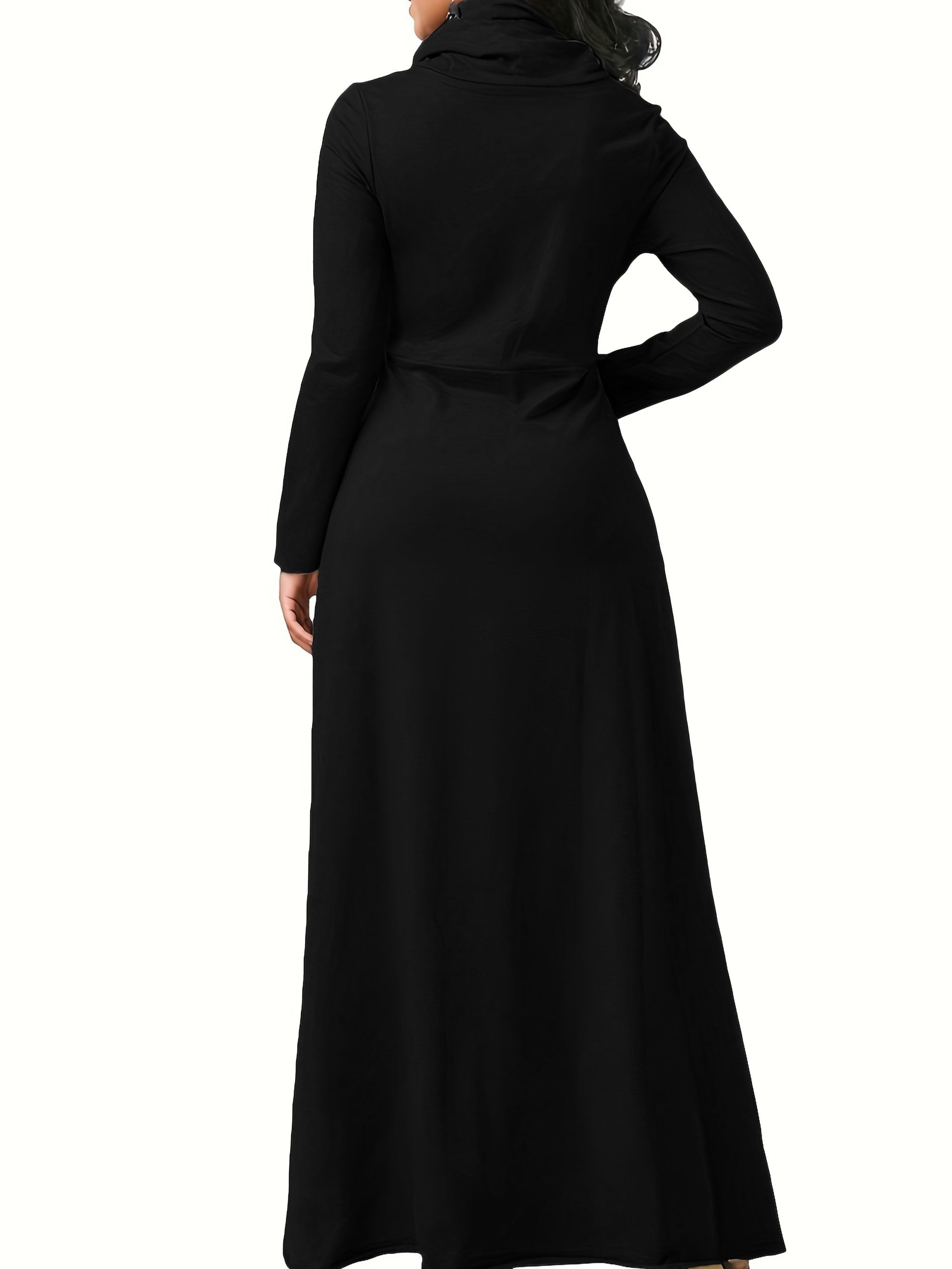 Turtleneck Maxi Dress Long Sleeve With Pockets