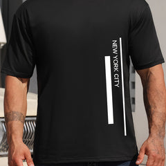 Men's Letters Round Neck Tee Short Sleeve Casual T Shirt