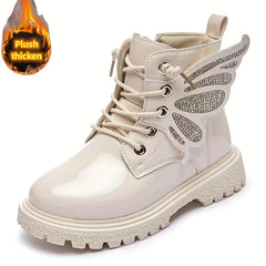JIAGEYA Girl's Snow Boots Warm Fleece Cozy Non slip Boots Plush Comfy