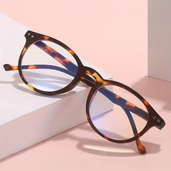 Men's Round Rivet Clear Reading Glasses Spring Leg Presbyopic Frame