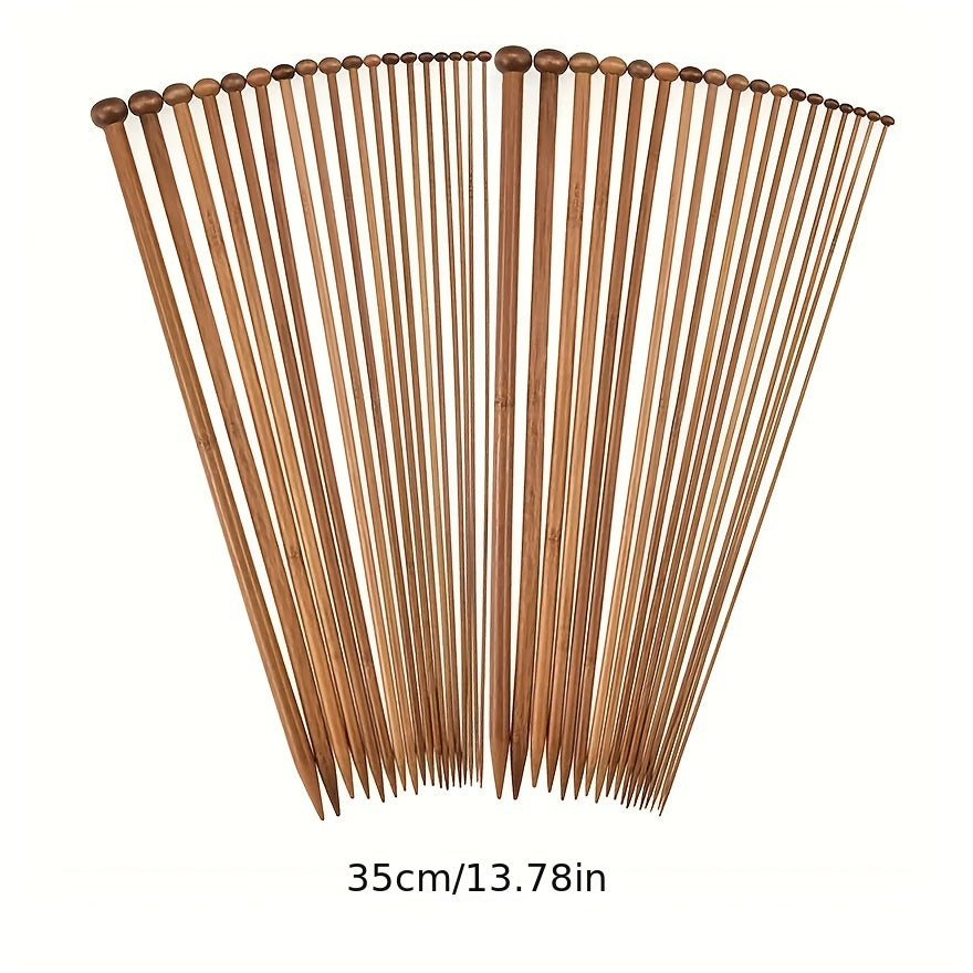 36pcs Bamboo Knitting Stick Needle Set 2mm 10mm Straight Needle with Plug