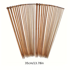 36pcs Bamboo Knitting Stick Needle Set 2mm 10mm Straight Needle with Plug