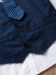 Baby Boy Tuxedo Suit Shirt Waistcoat Tie Pants Formal Outfit