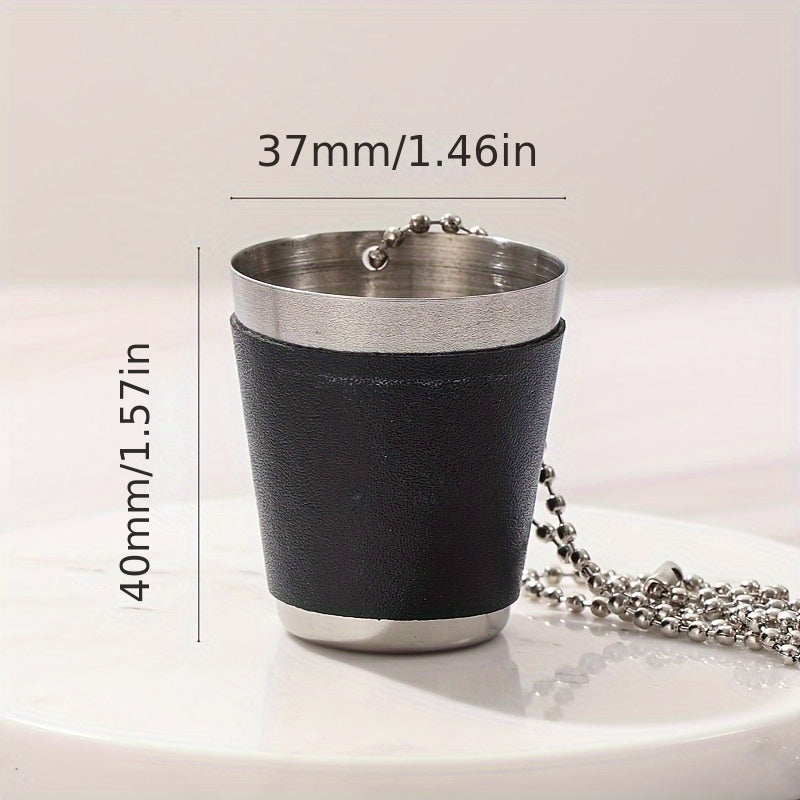 4-Pack 30ML Stainless Steel Cups with Beads Chain - Portable Small Wine Glass