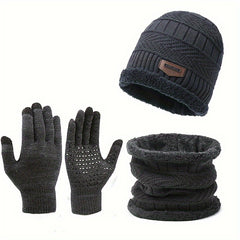 Cycling Knitted Gloves & Hat & Scarf Set