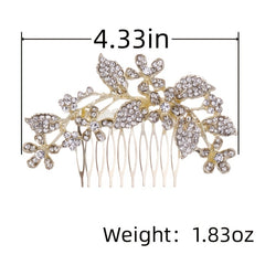 Crystal Flower Leaf Hairpin Hair Comb Clip For Women Bride Rhinestone Party