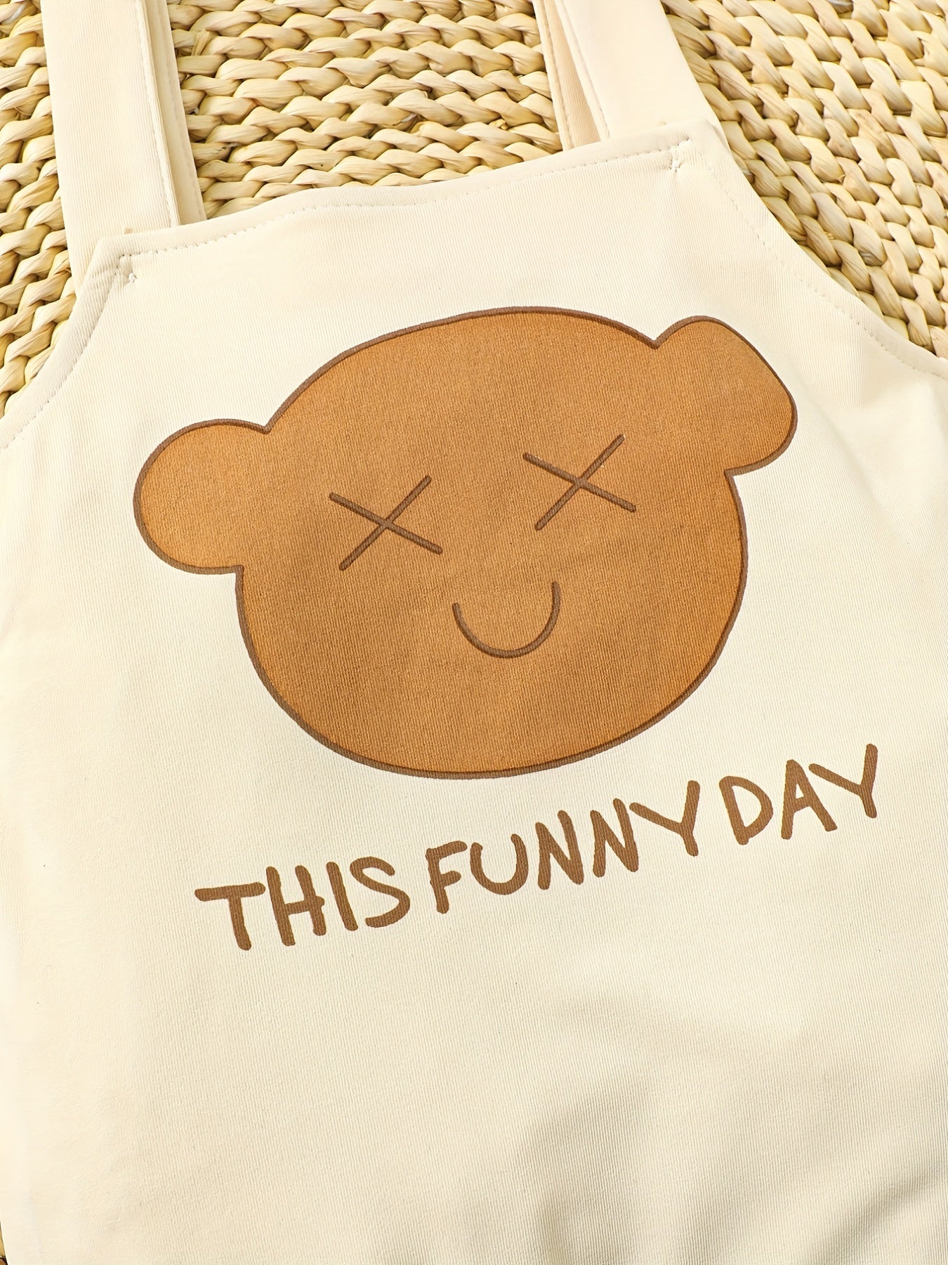 Bear Letter Print Unisex Overalls Casual Suspender Pants