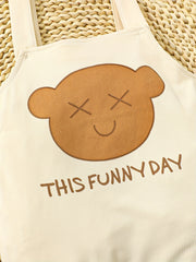 Bear Letter Print Unisex Overalls Casual Suspender Pants