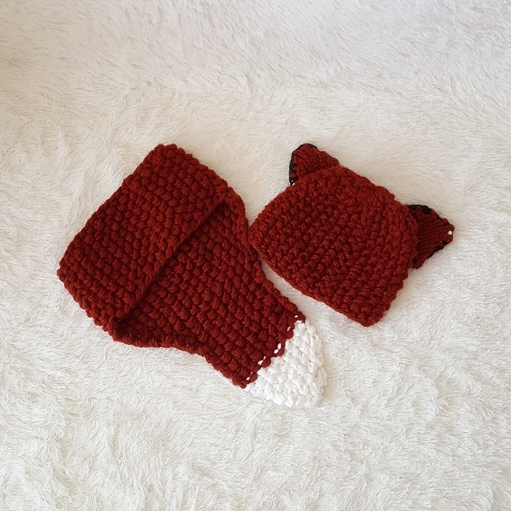 Kids Cartoon Squirrel Hat & Scarf Set