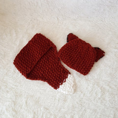 Kids Cartoon Squirrel Hat & Scarf Set