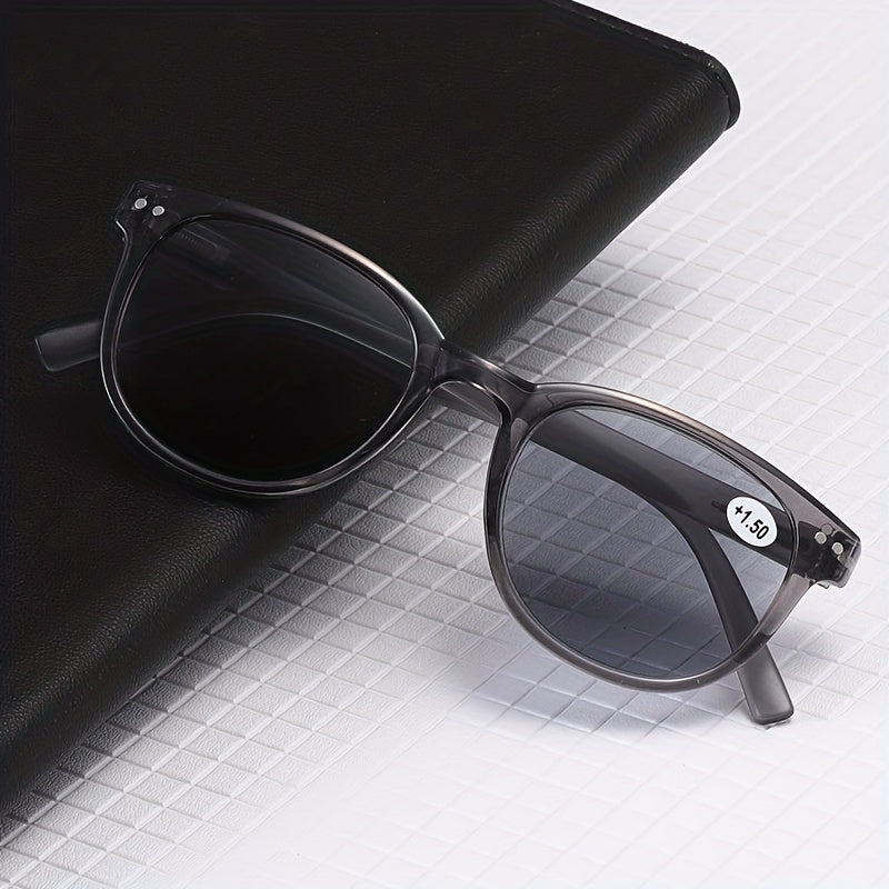 Men's Oval Rivet Glasses Anti Light UV Protection with Cloth Bag