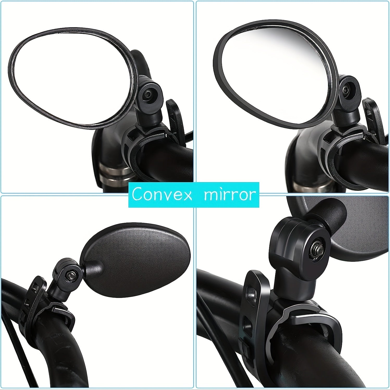 4pcs Bike Mirror Rotatable Handlebar Wide Angle Rear View Mirror