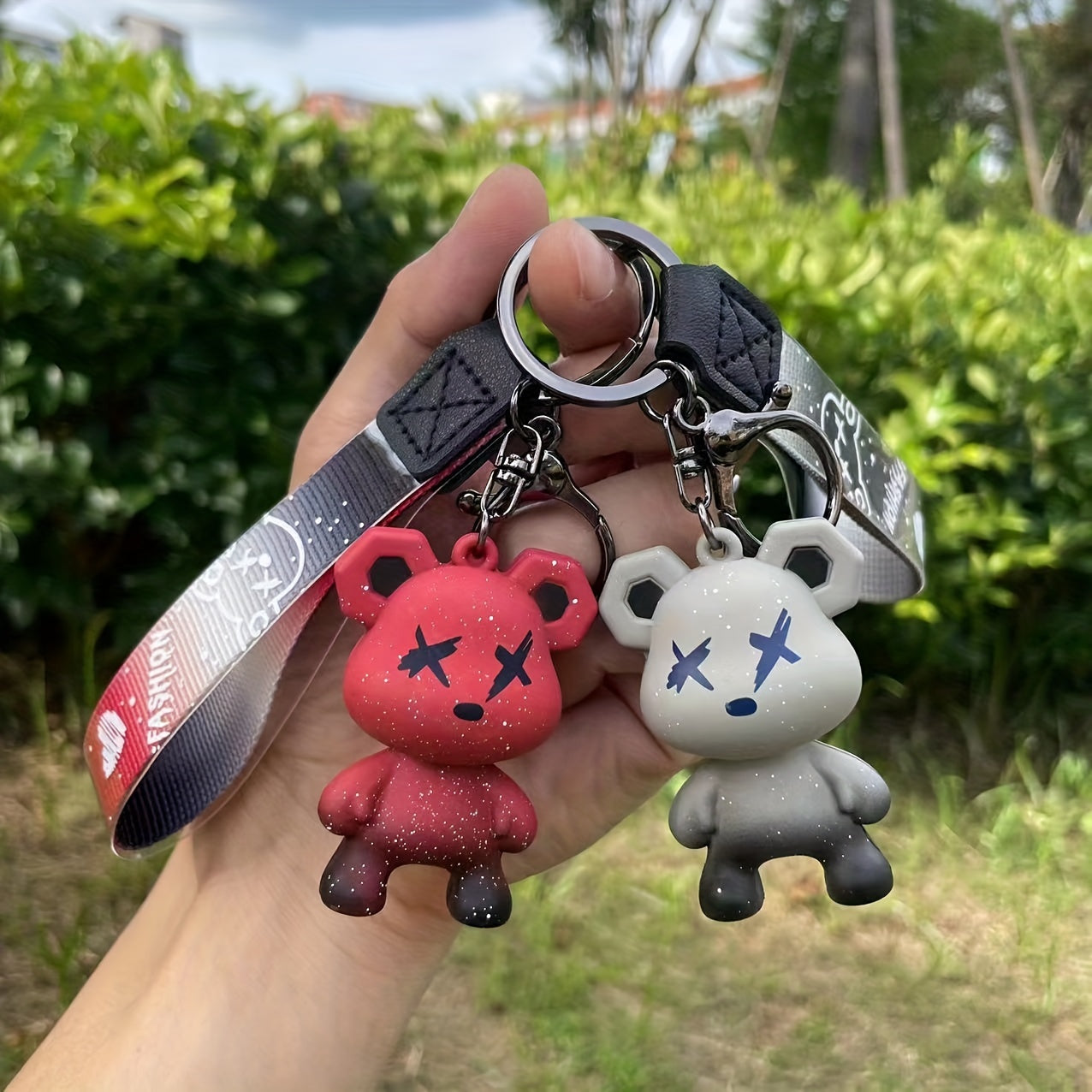 Cartoon Bear Keychain Gradient Star Design Gift Bag Doll Doll Key Chain
