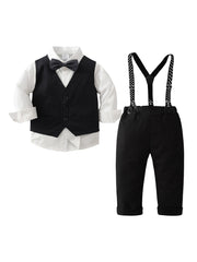 Autumn Baby Boy Suspender Outfit Three Piece Set