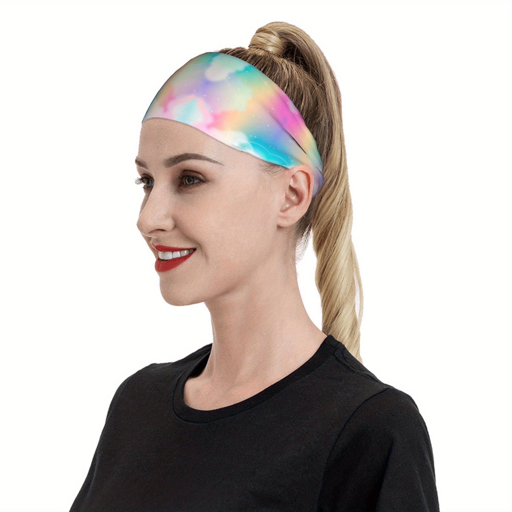 Pastel Rainbow Headband Non Slip Hairband Iridescent Purple Pink Green Teal