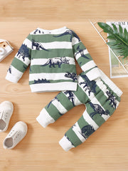 Toddler Baby 2pcs Dinosaur Pullover Sweatshirt & Pants Set