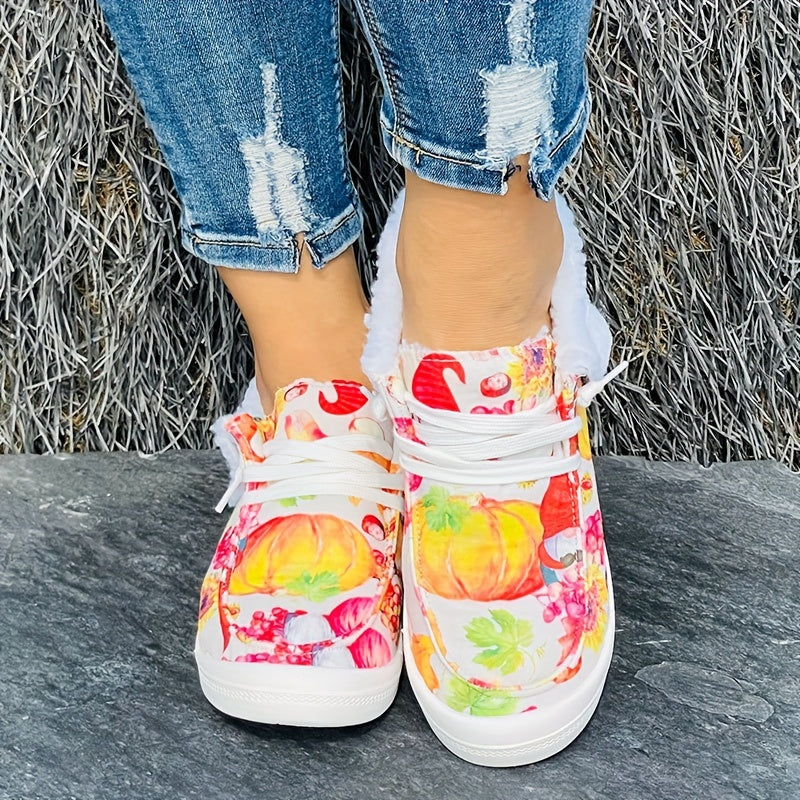 Women's Christmas Santa & Pumpkin Pattern Sneakers