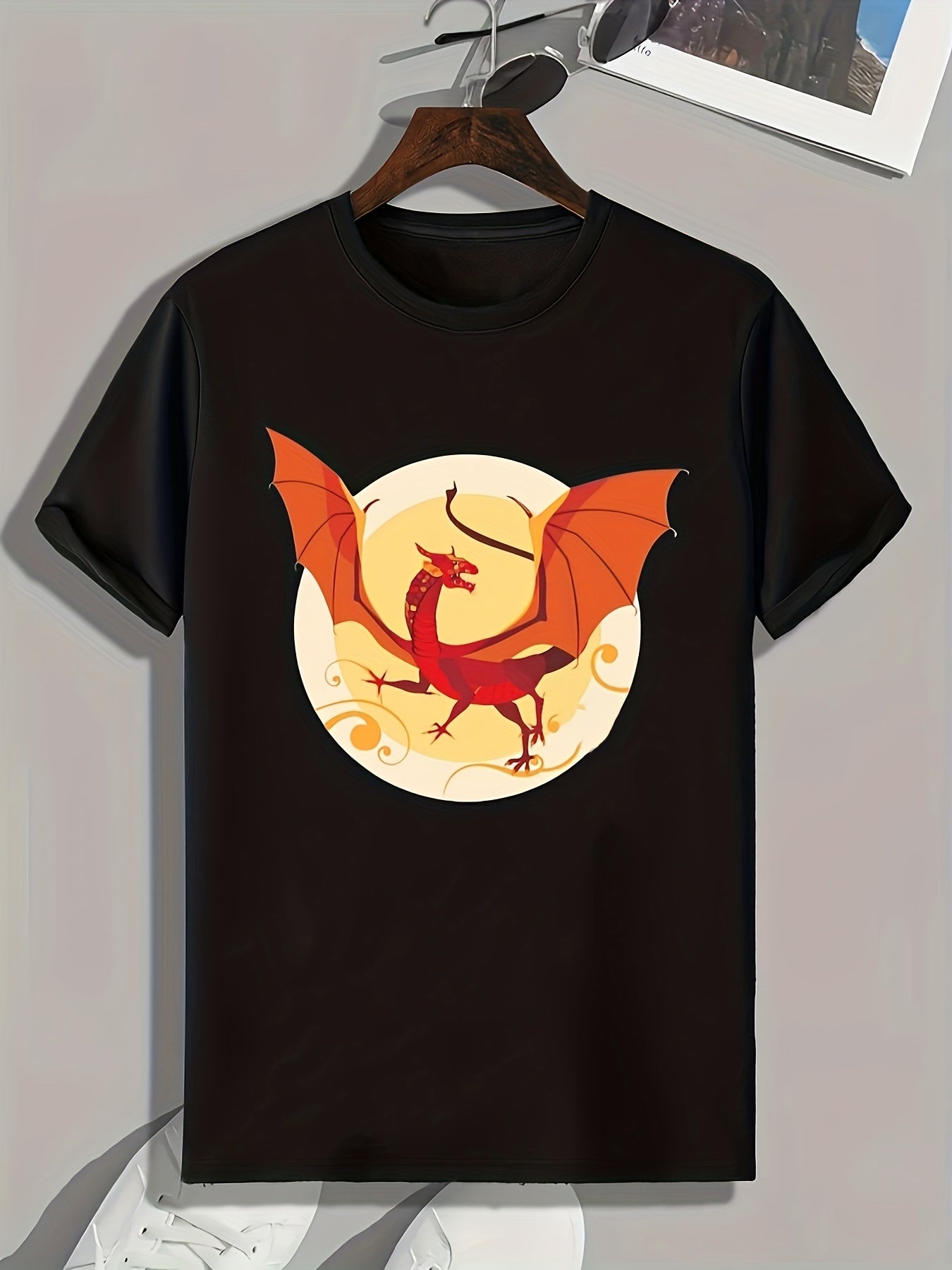 Pterosaur Print Men's Graphic T-shirt for Summer