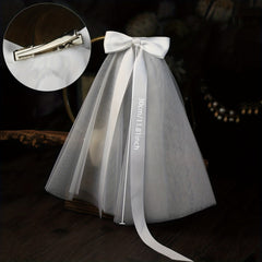 Bridal Satin Bowknot Head Veil Short Veil Wedding Hair Accessories
