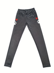 Heart & Paw Print Leggings High Waist Skinny All Season Women's Clothing
