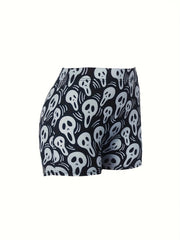 Ghost Print High Rise Skinny Shorts