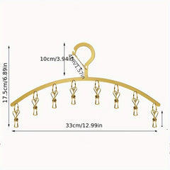 1pc Stainless Steel Golden Socks Rack 20 Clips Hanger