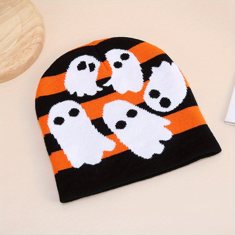 Skull Pattern Knit Beanie Hat for Men and Women