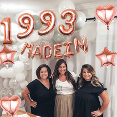 Rose Golden Birthday Decorations For Women Large Number Balloons Banner Set