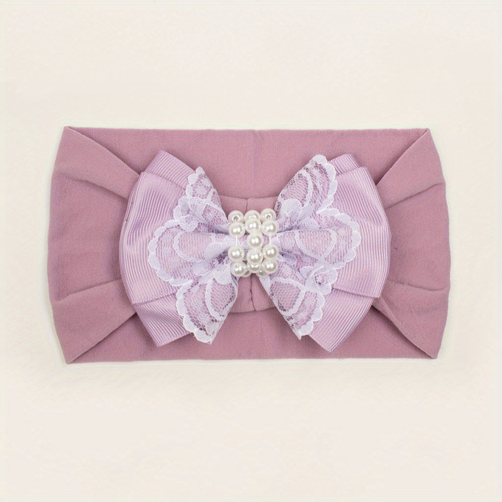 Fall Pearl Nylon Bow Baby Headband