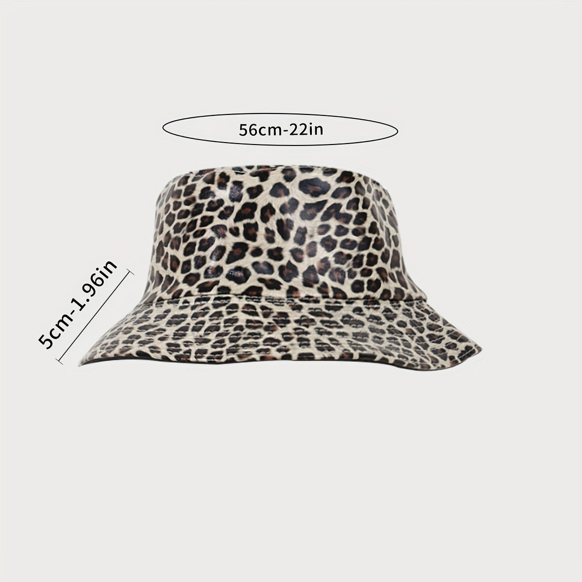 Leopard Print Reversible Bucket Hat PU Leather Waterproof Hip Hop Suns