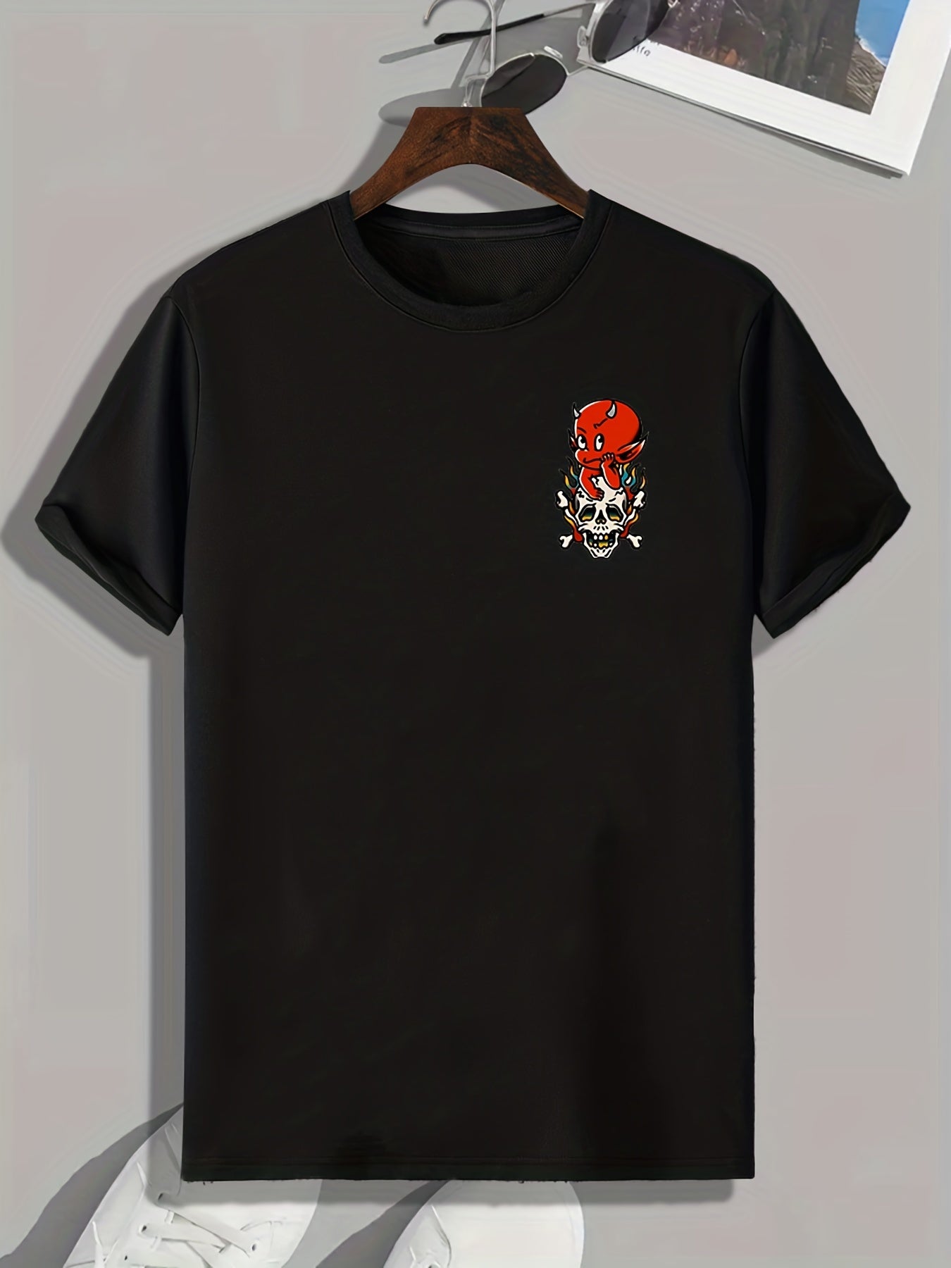 Men's Evil & Skull Pattern T shirt Active Breathable Tee