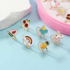 36pcs Girls Colorful Alloy Rings Set Kids Holiday Party Accessories