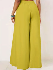 High Rise Wide Leg Trousers with Side Tie