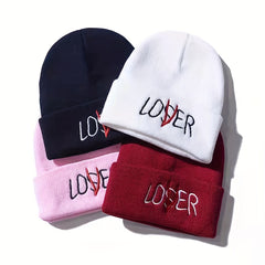 Unisex Couple Knit Hat LOSER Embroidery Skull Cap Warm Ski Hats