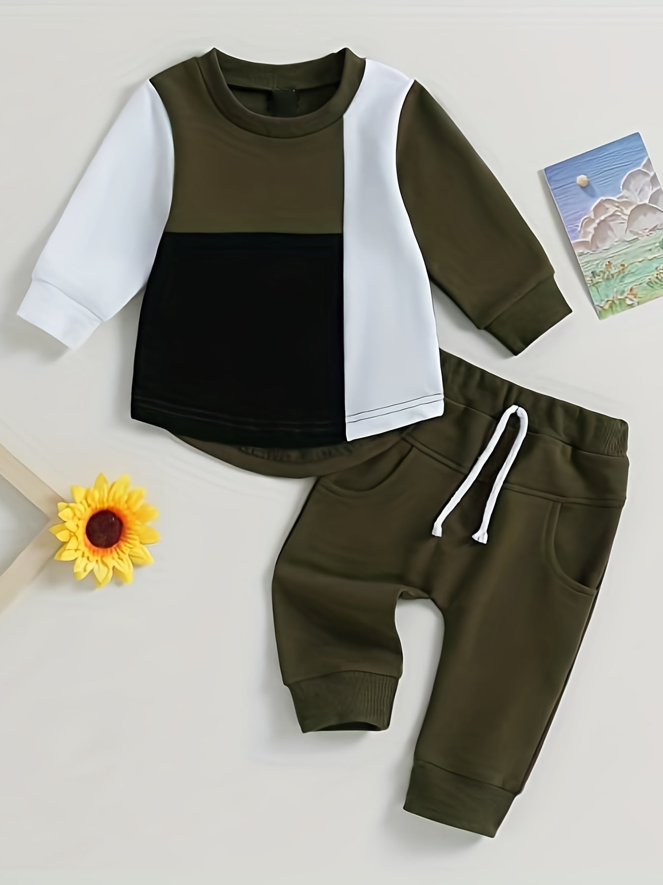 Toddler's Block Outfit Long Sleeve Sweatshirts & Pants Set