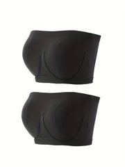 2 Pack Plus Size Seamless Tube Bra Set Women's Plus High Stretch Wireless Top