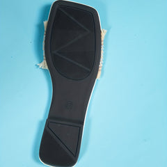 Women's Casual Tassel Flat Slides Square Open Toe Non Slip Shoes