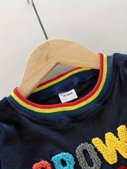 Colorful Letter Print Boys Sweatshirt & Sweatpants Set