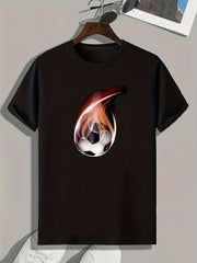 Soccer Pattern Print Men's Sports T-shirt, Outdoor Summer Wear, Fitness Gift