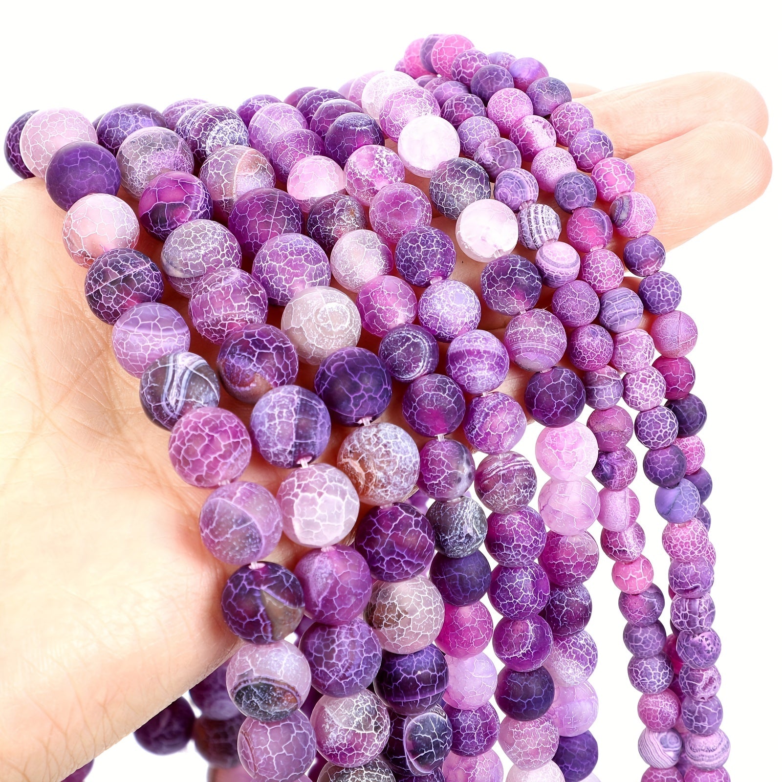 Purple Frost Cracked Dragon Veins Agates Beads 4-12mm
