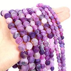Purple Frost Cracked Dragon Veins Agates Beads 4-12mm