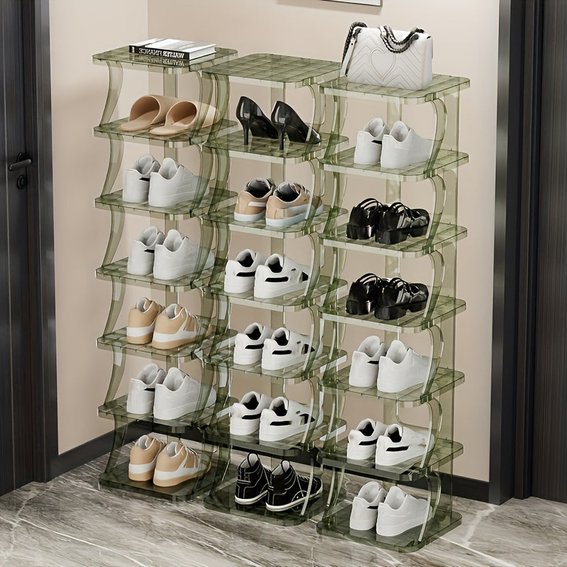 Folding Shoe Rack Stackable Shoe Storage Shelf Space Saving Organization