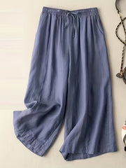 Wide Leg Drawstring Capris Pants for Women