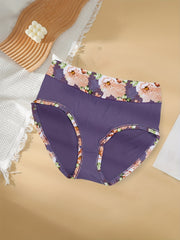 3 Pack Plus Size Panties Set Women's Plus Contrast Floral Print Solid Briefs