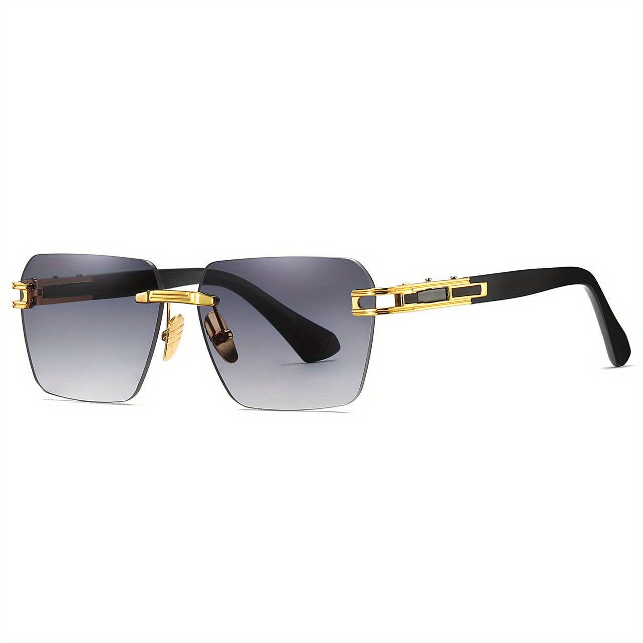 Men's Rectangular Metal Rimless Sunglasses