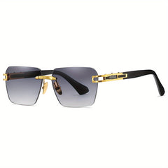 Men's Rectangular Metal Rimless Sunglasses