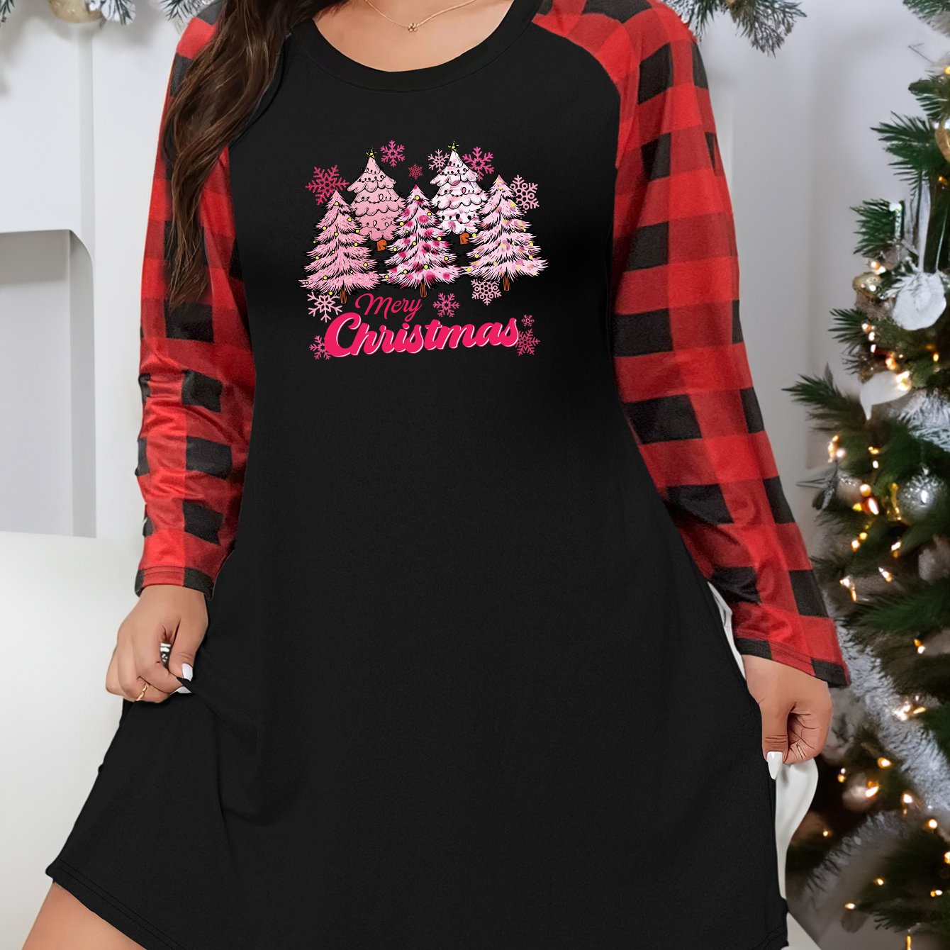 Christmas Lounge Dress Women's Plus Snowflake
